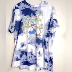 XL Blue and White Tie-dye Tee Unisex
